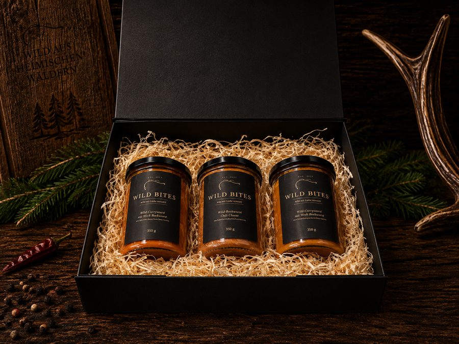 Wild Bites Geschenkbox klein mit drei Gläsern