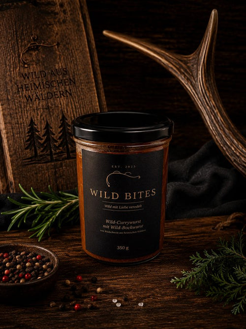 Wild Bites Wild-Currywurst mit Wildbockwurst im Glas, 350 g