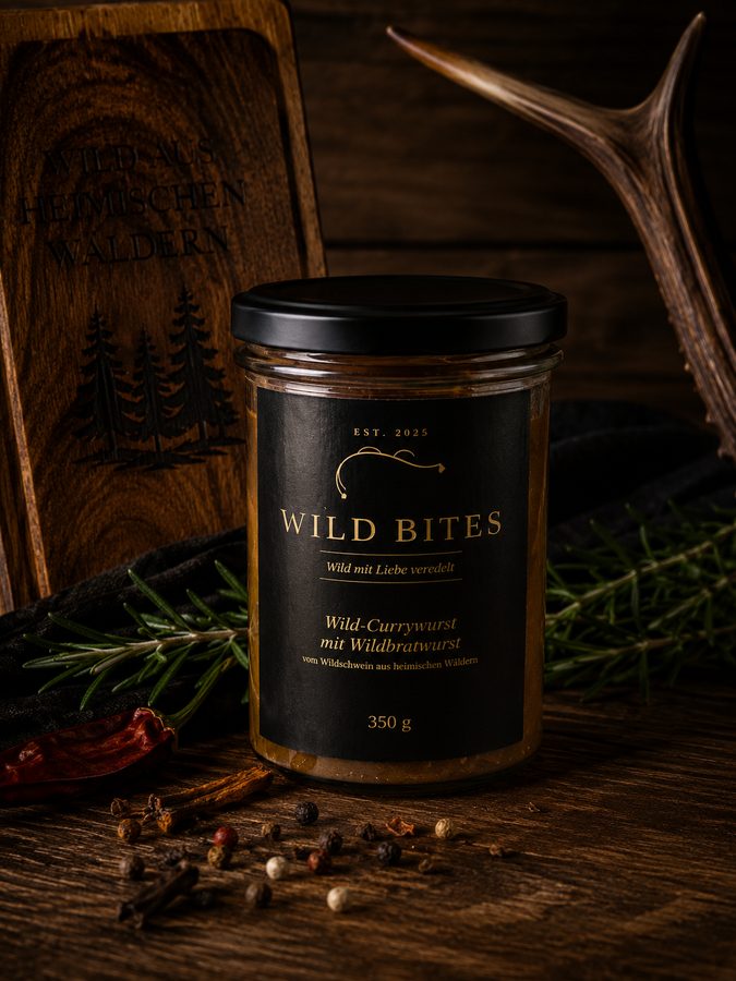 Wild Bites Wild-Currywurst mit Wildbratwurst im Glas, 350 g